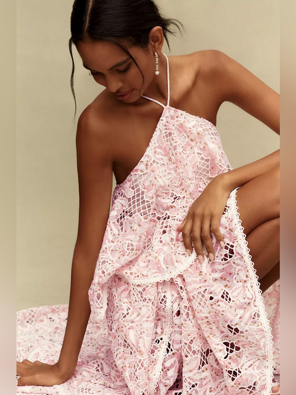 Elliatt Valencia Tiered Halter Gown - Picture 2 of 7